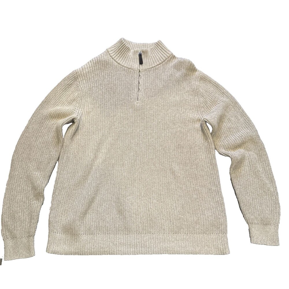 Men’s Old Navy Quarter Zip Sweater Medium Tall Cream Beige Cotton